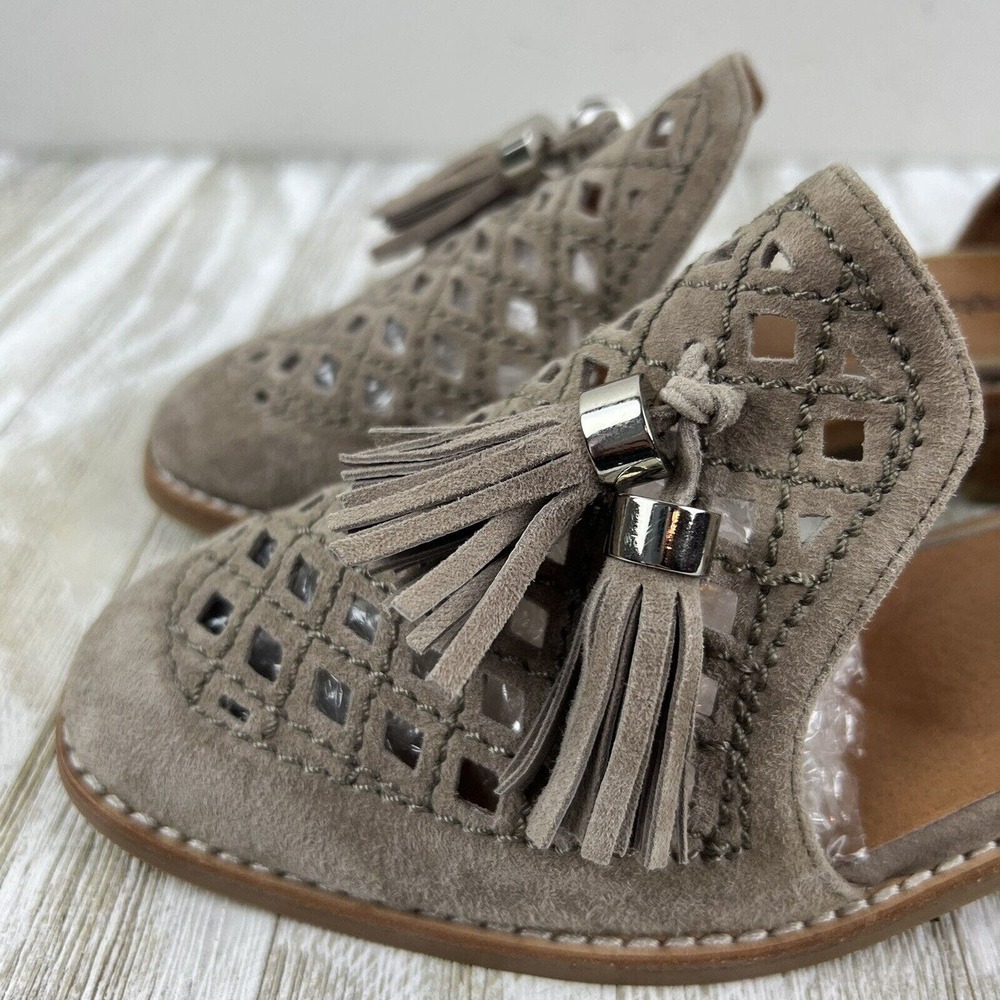Jeffrey Campbell Taupe Suede Perforated Tassel Loafers - Picture 2 of 10